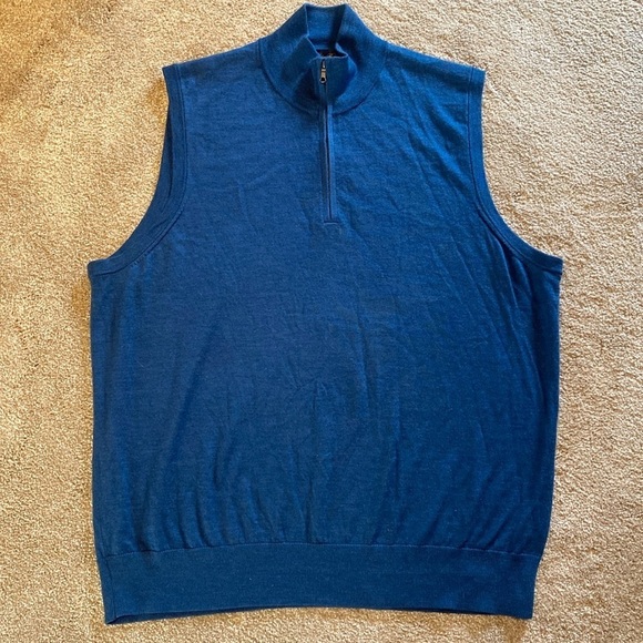 Brooks Brothers Half Zip Italian Yarn Merino Wool Knit Sweater Vest Teal XXL - Picture 1 of 6